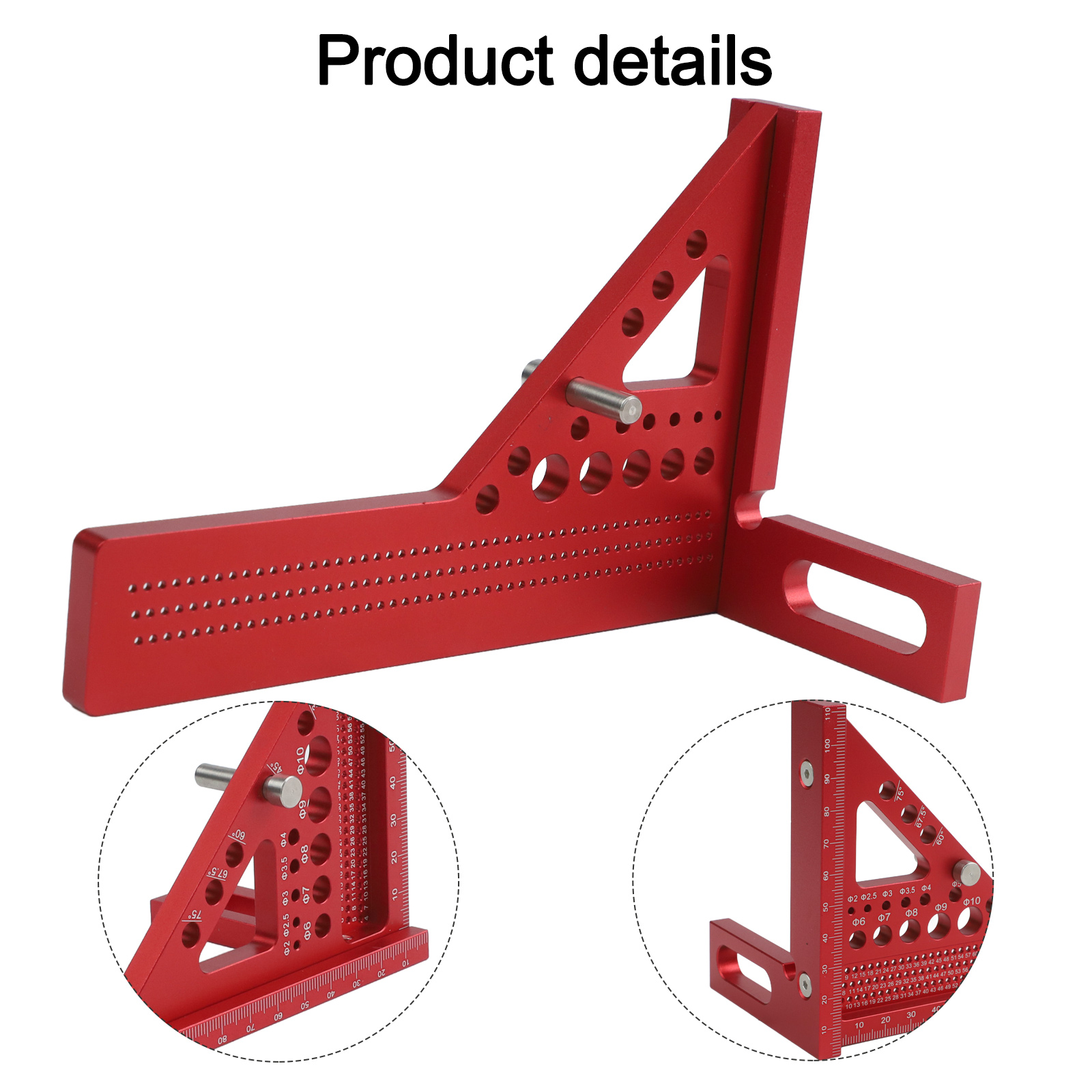 Woodworking For Engineers - 레드 3D 목수용 직각자, 각도 표시