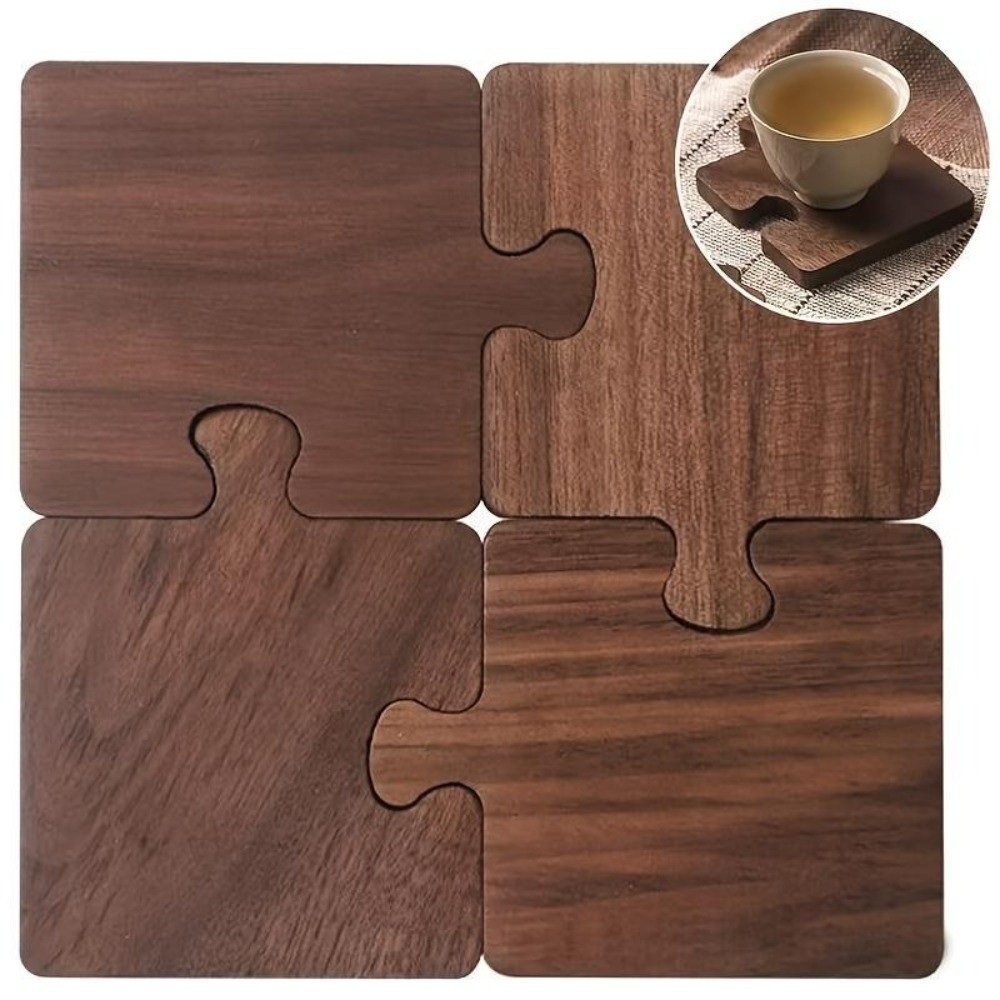 4개입 빈티지 나무 컵받침 세트, 내열성 크리스마스 장 - Woodworking Game 리뷰 및 가격